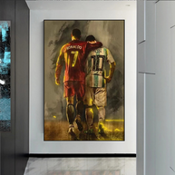 Football Stars Ronaldo and Messi Canvas Wall Art-MinimalisticDecor.com