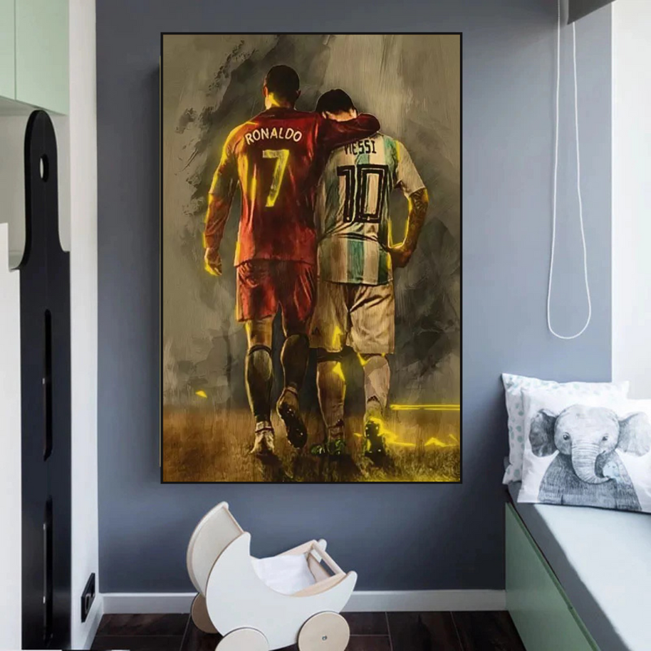 Football Stars Ronaldo and Messi Canvas Wall Art-MinimalisticDecor.com
