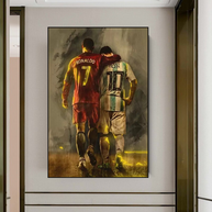 Football Stars Ronaldo and Messi Canvas Wall Art-MinimalisticDecor.com