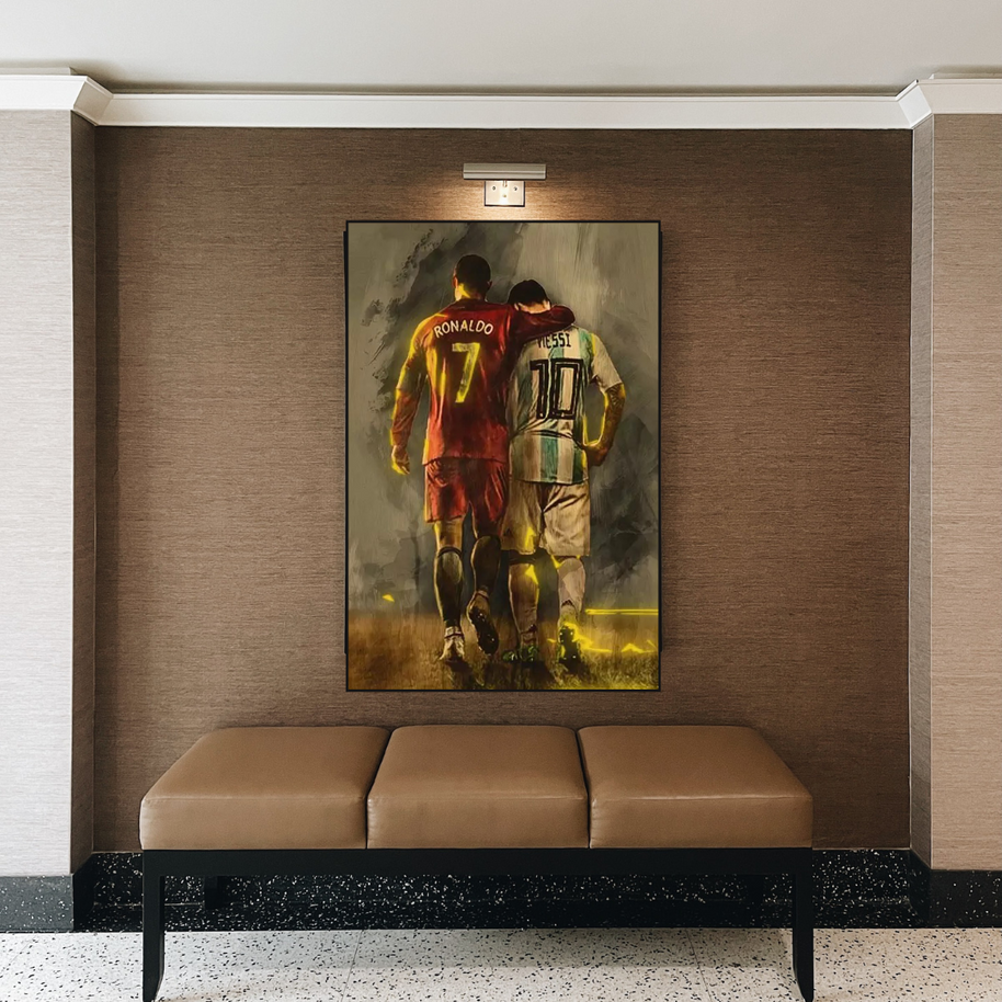 Football Stars Ronaldo and Messi Canvas Wall Art-MinimalisticDecor.com