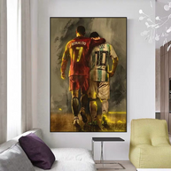 Football Stars Ronaldo and Messi Canvas Wall Art-MinimalisticDecor.com