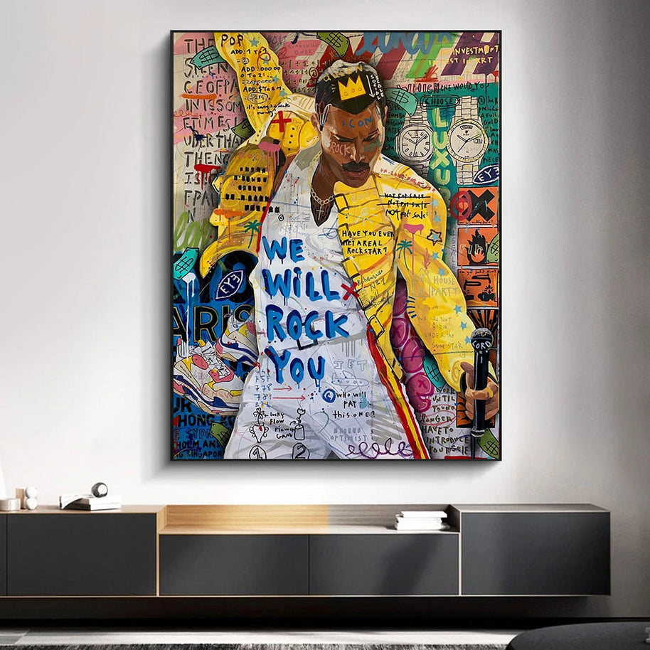 Freddie Mecury Singer Hip Hop Canvas Wall Art-MinimalisticDecor.com
