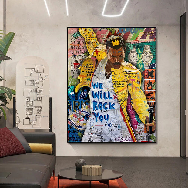 Freddie Mecury Singer Hip Hop Canvas Wall Art-MinimalisticDecor.com