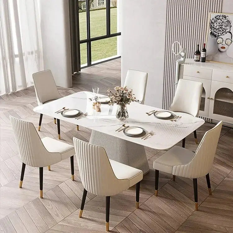 French Cream Gloss Dining Table Set – Sophisticated Elegance-MinimalisticDecor.com