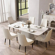 French Cream Gloss Dining Table Set – Sophisticated Elegance-MinimalisticDecor.com