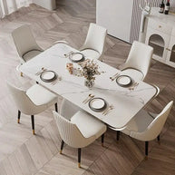 French Cream Gloss Dining Table Set – Sophisticated Elegance-MinimalisticDecor.com