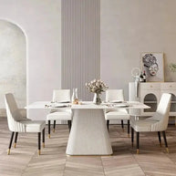 French Cream Gloss Dining Table Set – Sophisticated Elegance-MinimalisticDecor.com
