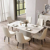 French Cream Gloss Dining Table Set – Sophisticated Elegance-MinimalisticDecor.com