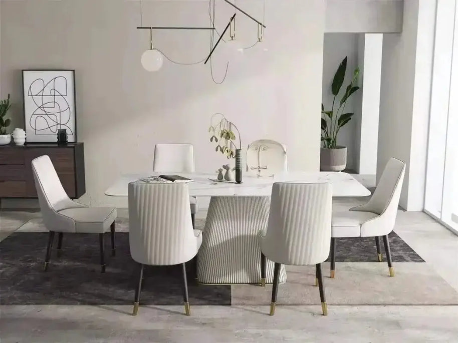 French Cream Gloss Dining Table Set – Sophisticated Elegance-MinimalisticDecor.com