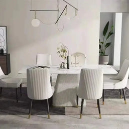 French Cream Gloss Dining Table Set – Sophisticated Elegance-MinimalisticDecor.com