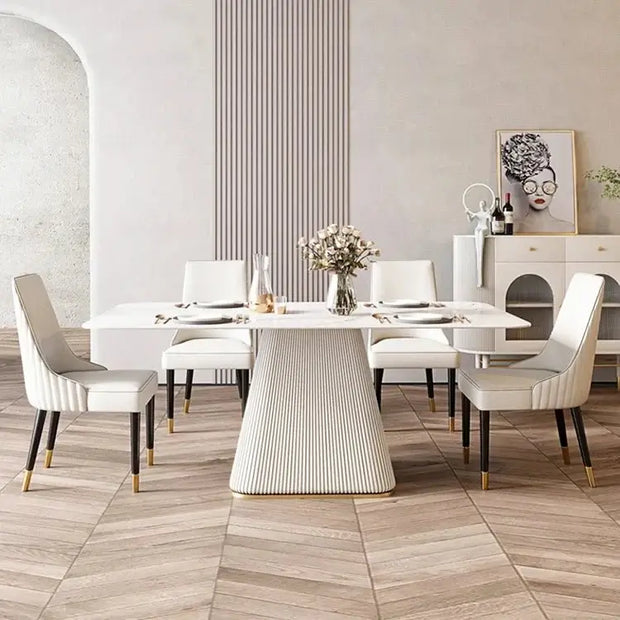 French Cream Gloss Dining Table Set – Sophisticated Elegance-MinimalisticDecor.com