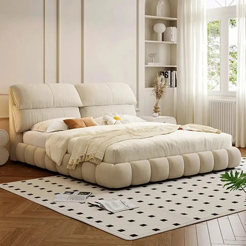 French High Back Puff Bed Frame Set-MinimalisticDecor.com