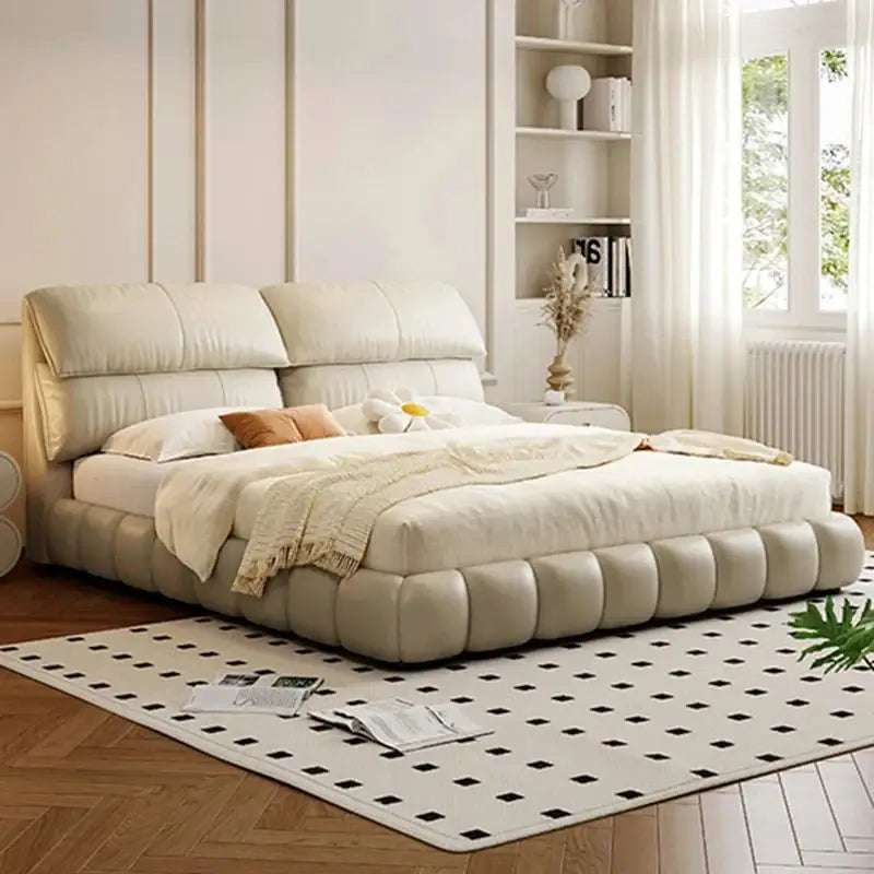 French High Back Puff Bed Frame Set-MinimalisticDecor.com
