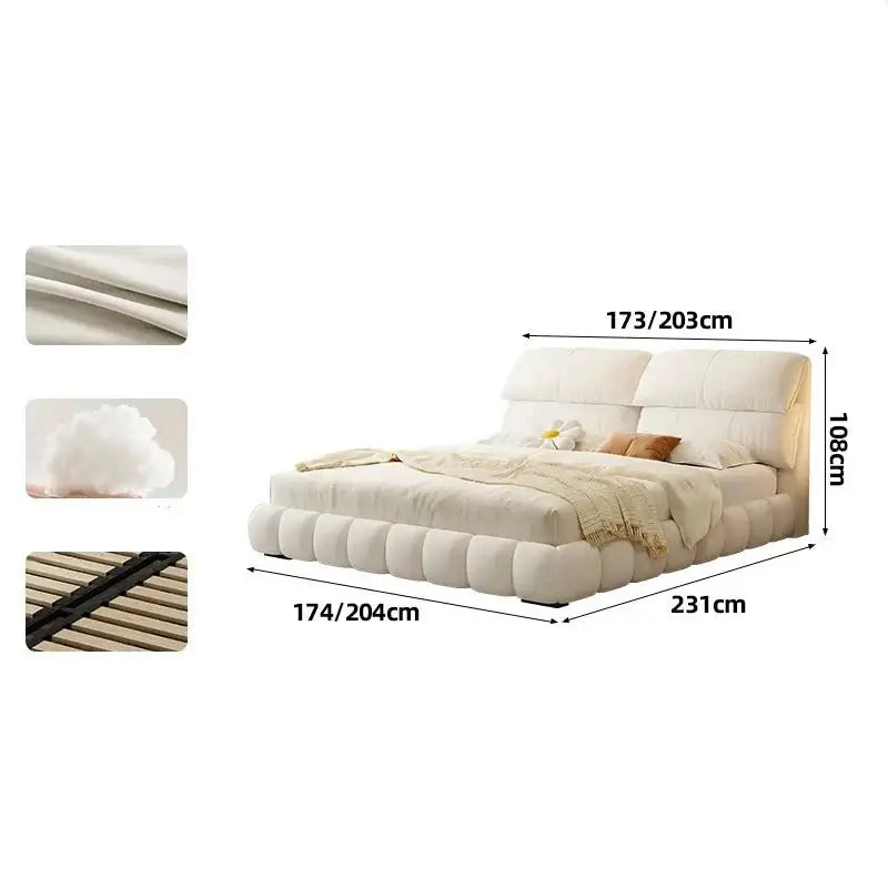 French High Back Puff Bed Frame Set-MinimalisticDecor.com