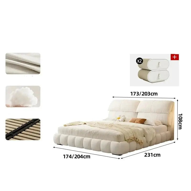 French High Back Puff Bed Frame Set-MinimalisticDecor.com