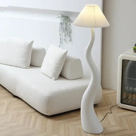 French Swirl Wave Floor Lamp – Artistic Resin & Iron Design, E27 Base-MinimalisticDecor.com