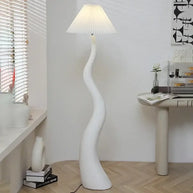 French Swirl Wave Floor Lamp – Artistic Resin & Iron Design, E27 Base-MinimalisticDecor.com