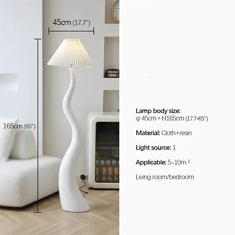 French Swirl Wave Floor Lamp – Artistic Resin &amp; Iron Design, E27 Base-MinimalisticDecor.com