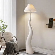 French Swirl Wave Floor Lamp – Artistic Resin & Iron Design, E27 Base-MinimalisticDecor.com