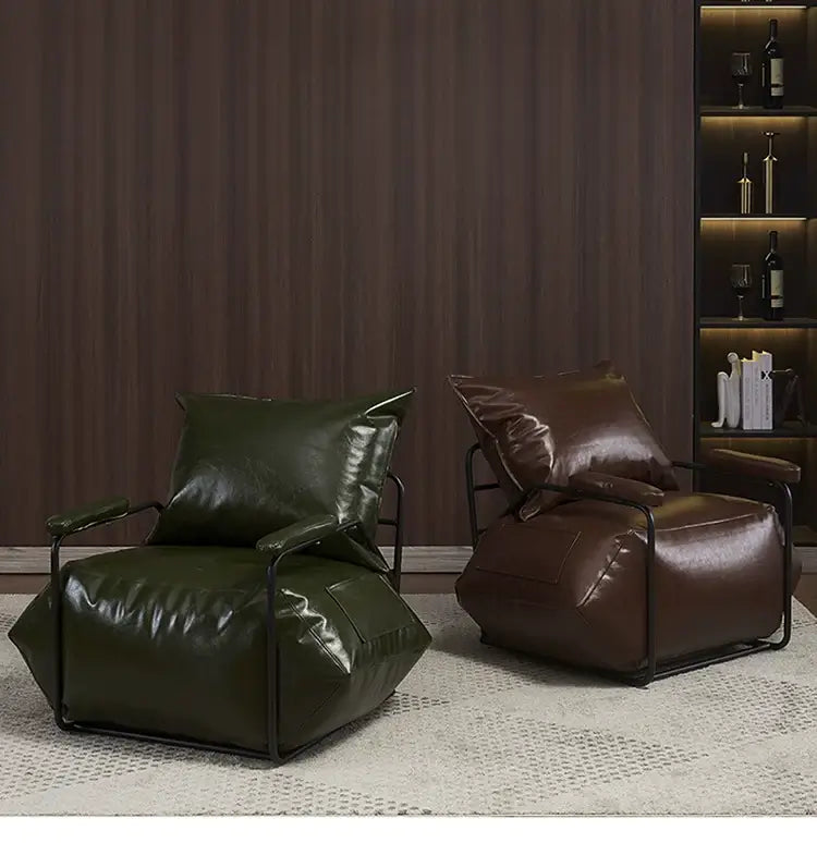 Funda Single Leather Sofa Chair Set-MinimalisticDecor.com