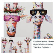 Funny Art Giraffe Family Canvas Wall Art-MinimalisticDecor.com