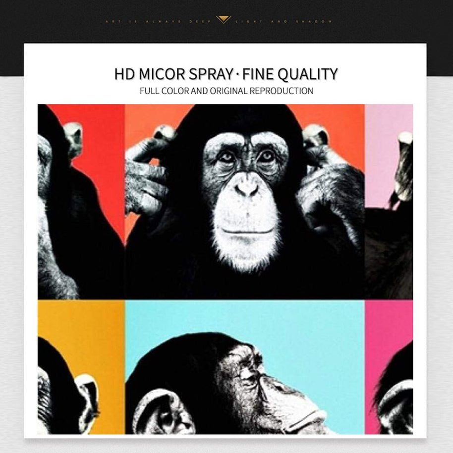 Funny Six Monkeys Abstract Canvas Art-MinimalisticDecor.com