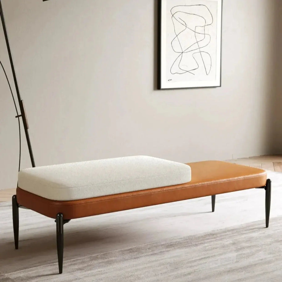 Genuine Leather Shoe Changing Bench – Premium Entryway Stool-MinimalisticDecor.com