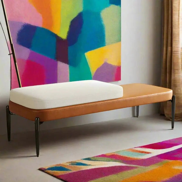 Genuine Leather Shoe Changing Bench – Premium Entryway Stool-MinimalisticDecor.com