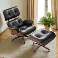 Genuine Top Grain Leather Swivel Lounge Chair & Ottoman-MinimalisticDecor.com
