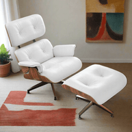 Genuine Top Grain Leather Swivel Lounge Chair & Ottoman-MinimalisticDecor.com