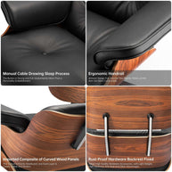 Genuine Top Grain Leather Swivel Lounge Chair & Ottoman-MinimalisticDecor.com