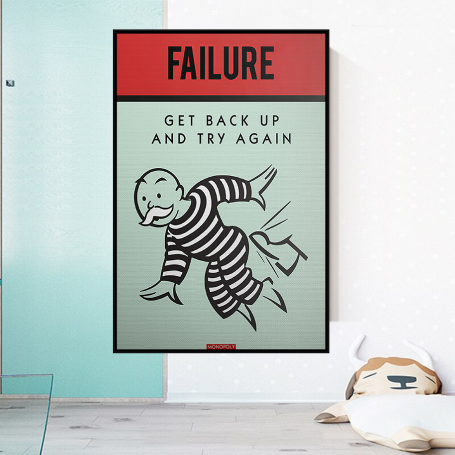 Get Back Up and Try - Monopoly Canvas Wall Art-MinimalisticDecor.com