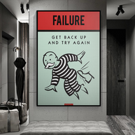 Get Back Up and Try - Monopoly Canvas Wall Art-MinimalisticDecor.com