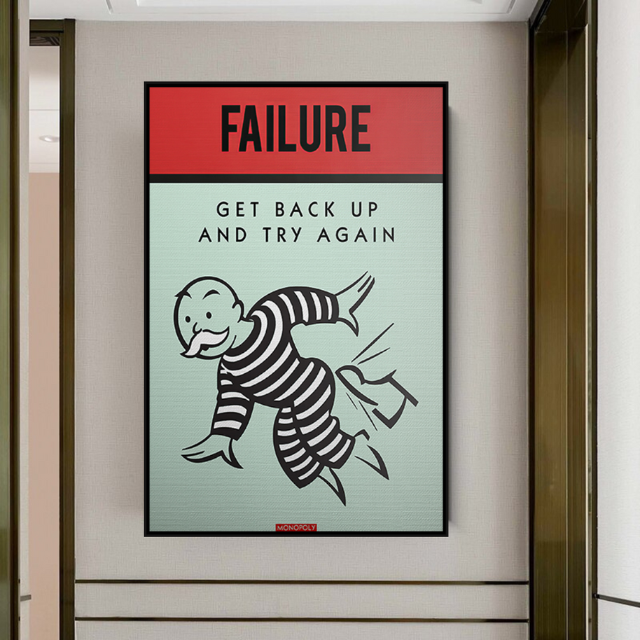 Get Back Up and Try - Monopoly Canvas Wall Art-MinimalisticDecor.com