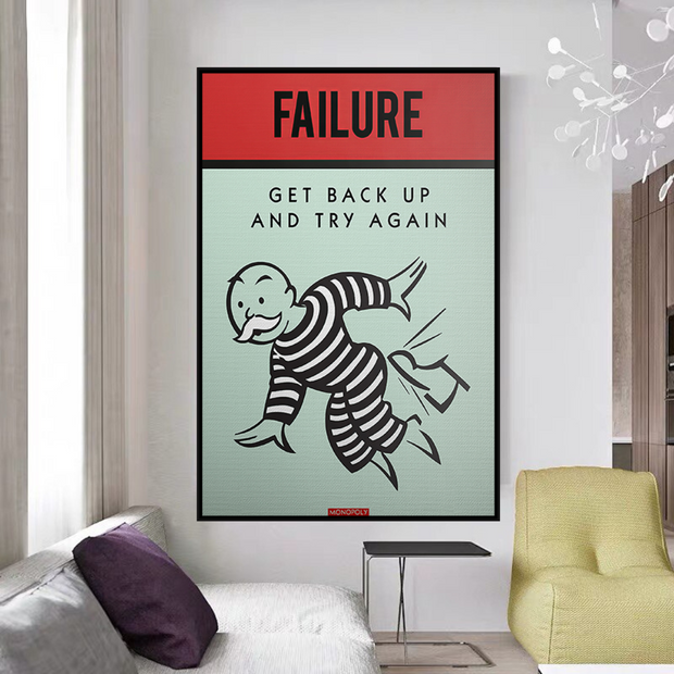 Get Back Up and Try - Monopoly Canvas Wall Art-MinimalisticDecor.com