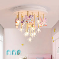 Girls Merry Go Roond Horses Ceiling Light | Kids Room Decor Lights-MinimalisticDecor.com