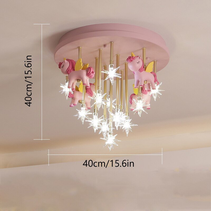 Girls Merry Go Roond Horses Ceiling Light | Kids Room Decor Lights-MinimalisticDecor.com