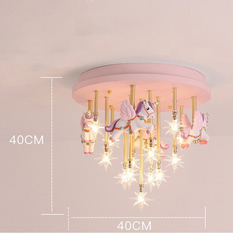 Girls Merry Go Roond Horses Ceiling Light | Kids Room Decor Lights-MinimalisticDecor.com