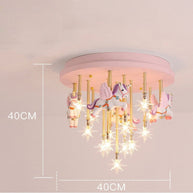 Girls Merry Go Roond Horses Ceiling Light | Kids Room Decor Lights-MinimalisticDecor.com