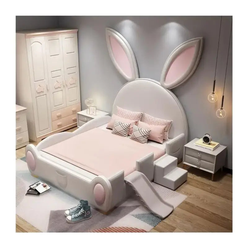 Girls Room Bunny Rabbit Bed Set – Whimsical Design with Easy Assembly-MinimalisticDecor.com