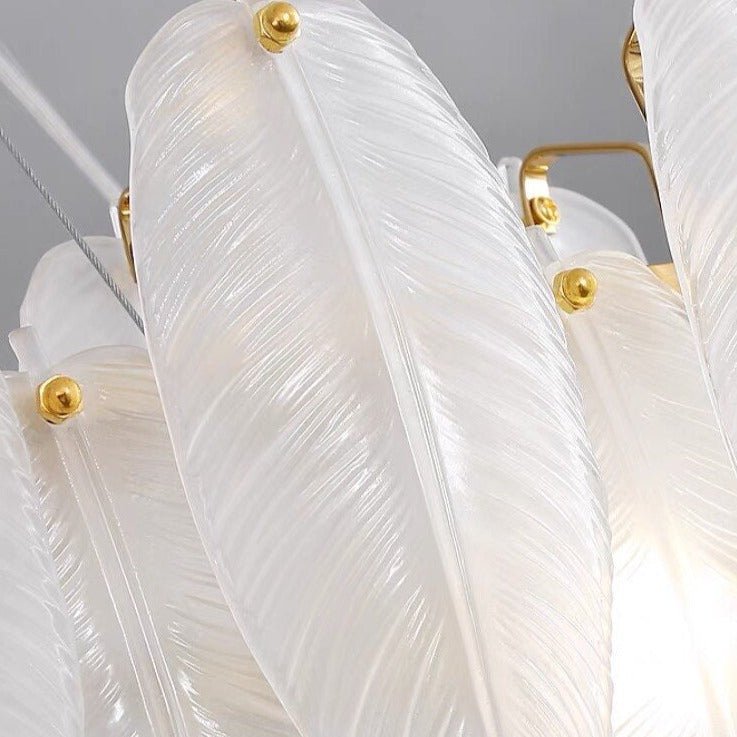 Glass Feather Chandelier: Elegant Lighting Fixture-MinimalisticDecor.com