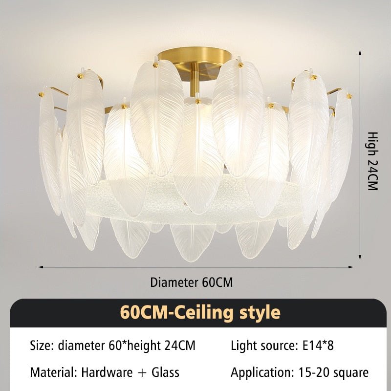 Glass Feather Chandelier: Elegant Lighting Fixture-MinimalisticDecor.com