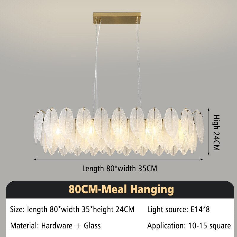Glass Feather Chandelier: Elegant Lighting Fixture-MinimalisticDecor.com