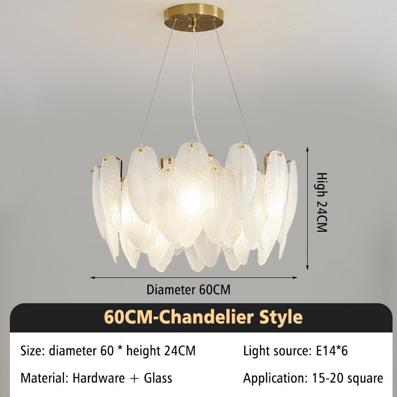 Glass Feather Chandelier: Elegant Lighting Fixture-MinimalisticDecor.com