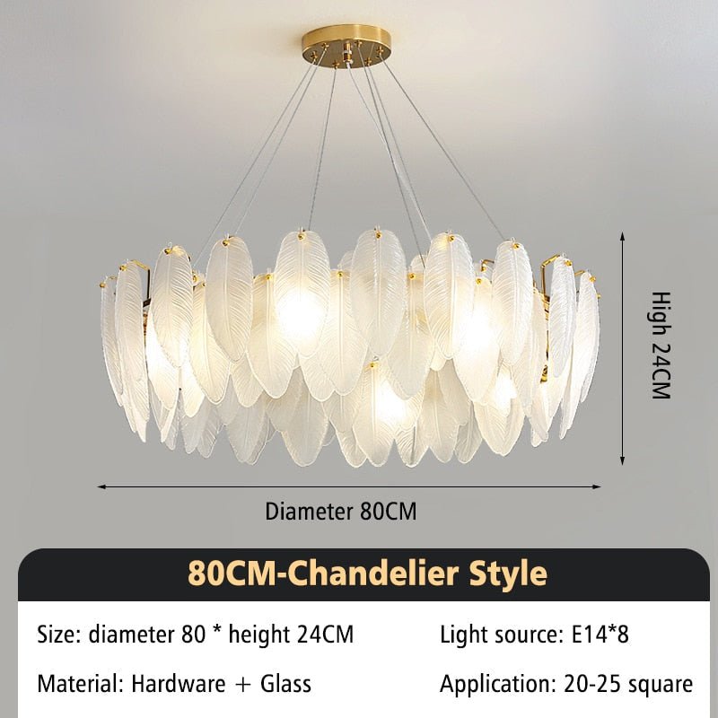 Glass Feather Chandelier: Elegant Lighting Fixture-MinimalisticDecor.com