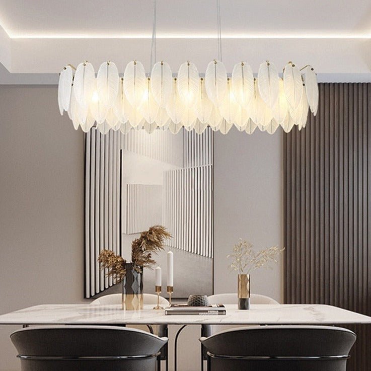 Glass Feather Chandelier: Elegant Lighting Fixture-MinimalisticDecor.com