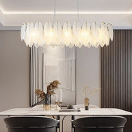 Glass Feather Chandelier: Elegant Lighting Fixture-MinimalisticDecor.com