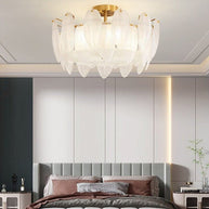 Glass Feather Chandelier: Elegant Lighting Fixture-MinimalisticDecor.com
