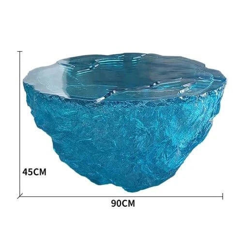 Glass Resin Rocky Glacier Designer Coffee Table-MinimalisticDecor.com
