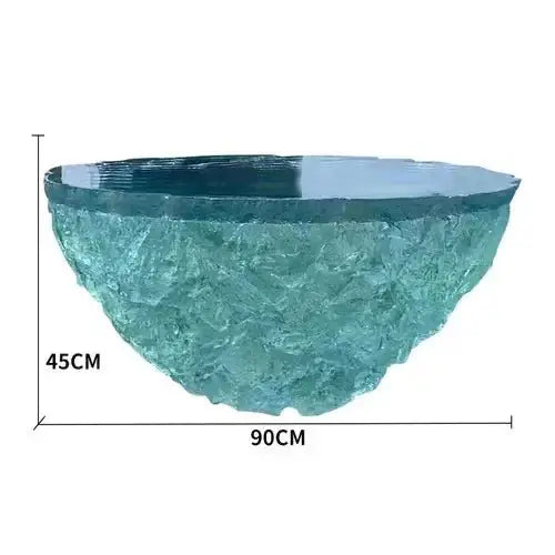 Glass Resin Rocky Glacier Designer Coffee Table-MinimalisticDecor.com